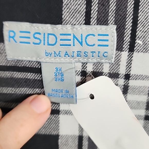 Residence by Majestic Black/Gray/White Plaid Pajama Lounge Top, NWT, 3X - Picture 4 of 6